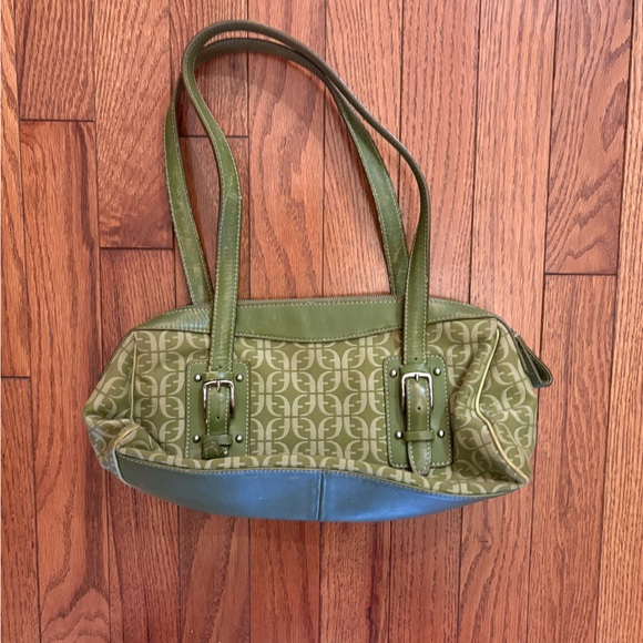 Y2K Vintage Fossil Leather Green Designer Shoulder Bag - Picture 2 of 5